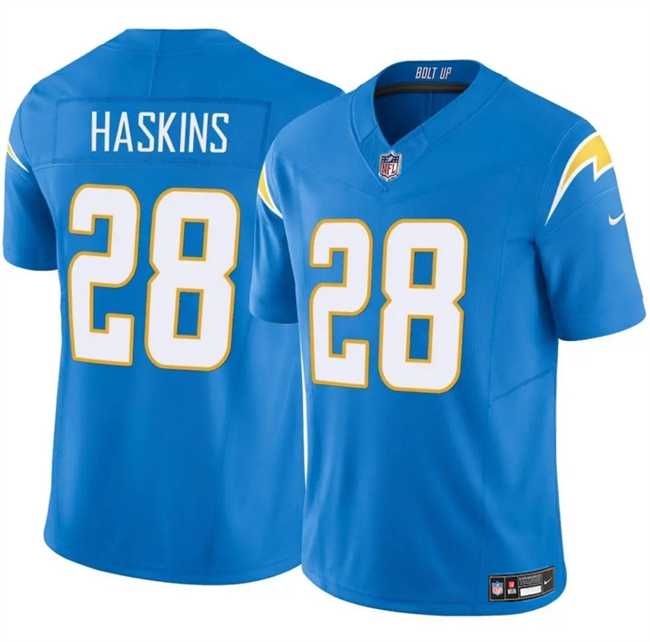 Men & Women & Youth Los Angeles Chargers #28 Hassan Haskins Blue 2024 F.U.S.E Vapor Limited Stitched Jersey